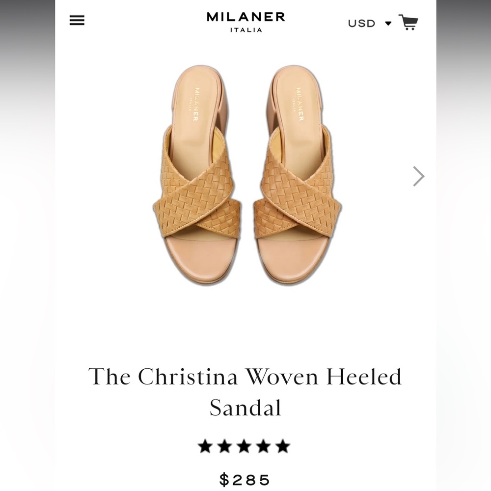 Milaner Italia The Christina Woven Heeled Sandal Size US 9 Italian 40